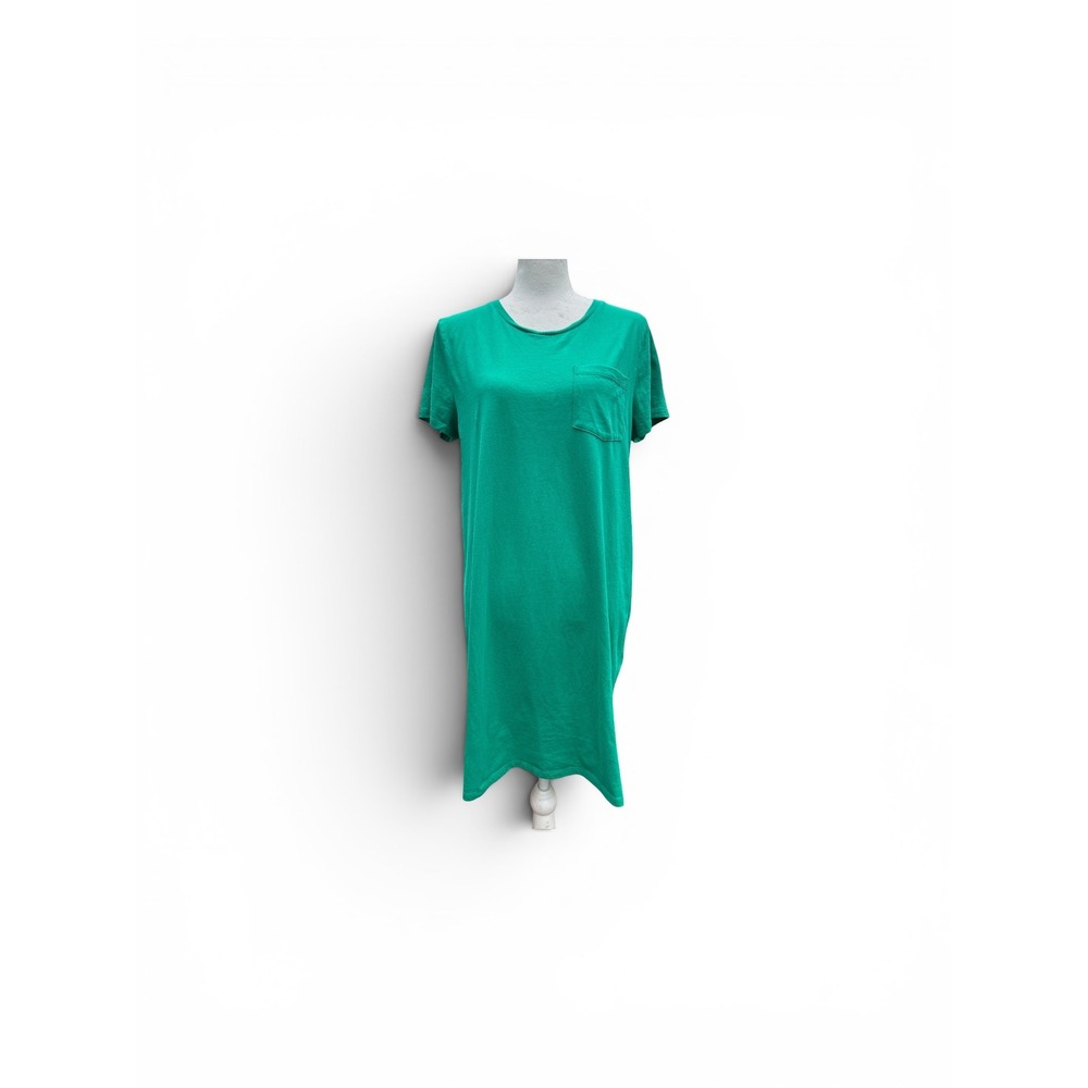 J.Crew Re-imagined Green Cotton T-Shirt Dress Short Sleeve Pocket Medium